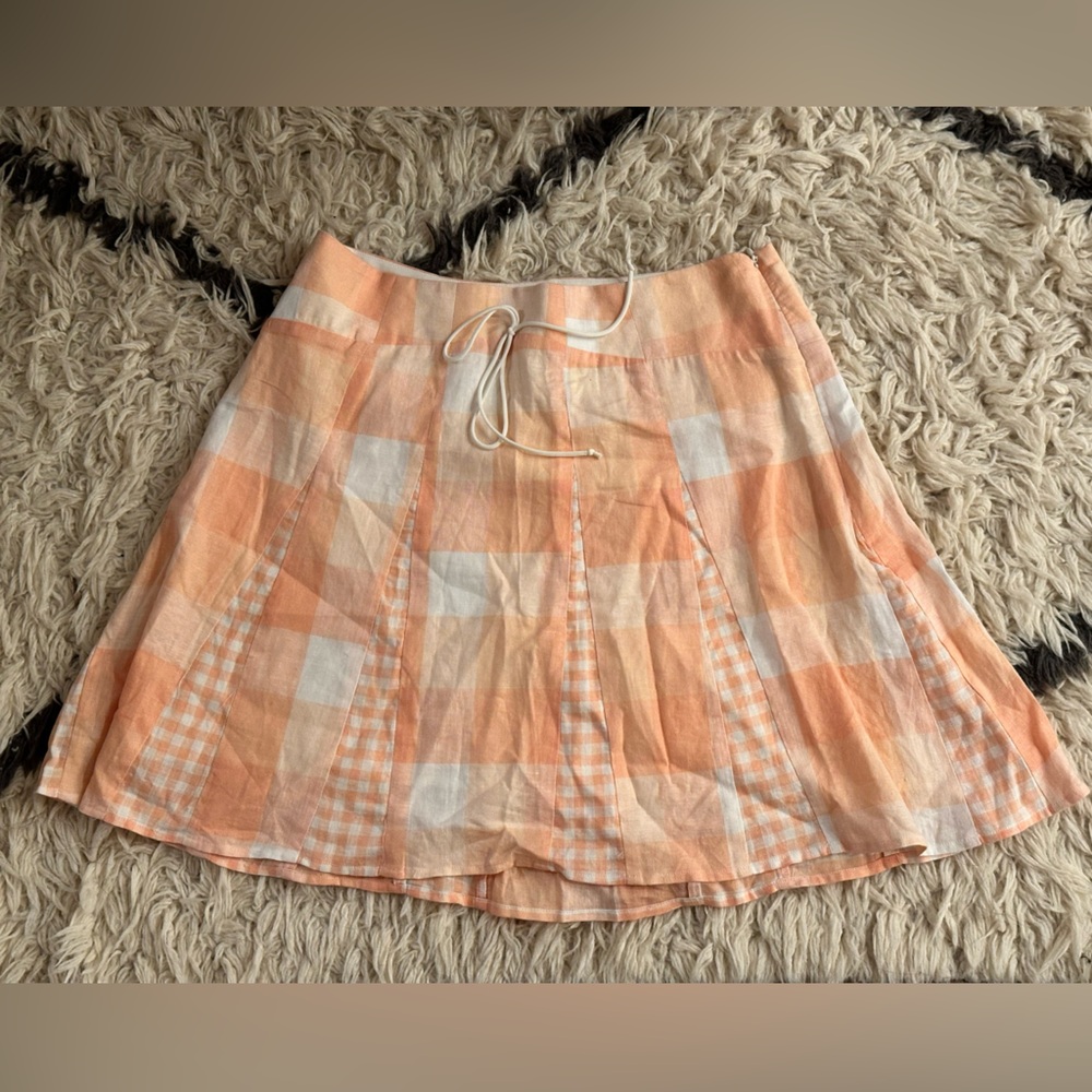 For Love and Lemons Mini Linen Plaid Skirt in Medium Eugenia - Picture 2 of 6